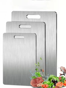 1 cái Thớt thép không gỉ, Thớt nhà bếp, Thớt kim loại có thể rửa bằng máy rửa chén, Dùng để chế biến thịt, trái cây và rau củ, Ngày của Mẹ, Ngày lễ tình nhân - Bạc - Xem 10