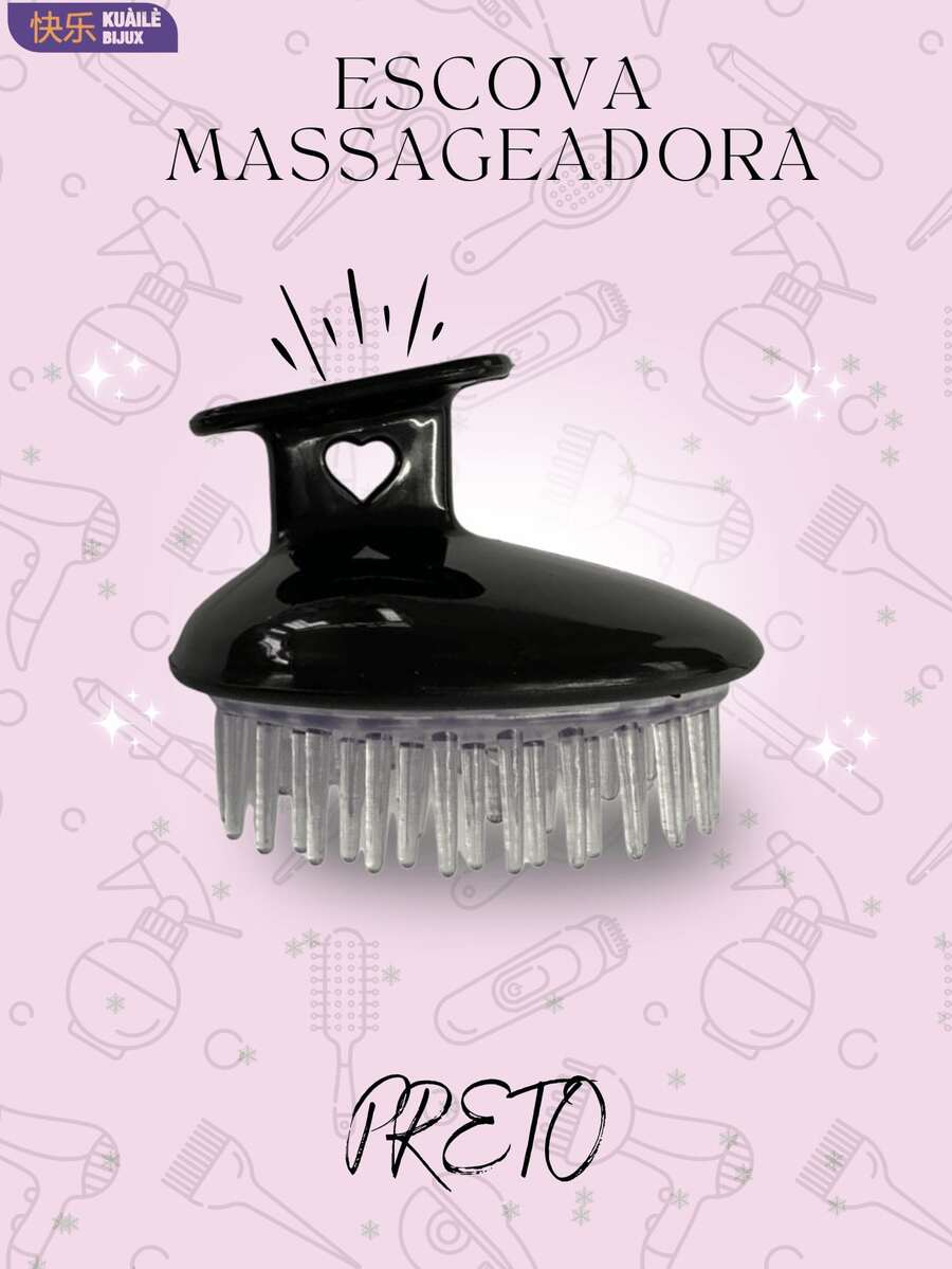 Professional Anti-Dandruff Heart Massage Brush For Scalp Bath Shampoo - 黑色 - 查看 1