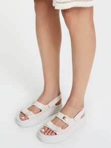 Solid Color Simple & Practical Slide Sandals - White - View 3