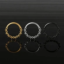1pc 316 Stainless Steel Segmented Connected Nose Ring, Punk Style Ear Piercing Jewelry With Lock Chain Design, Spike Center Septum Ring, Suitable For Nose And Ear Cartilage Piercing, Sexy Unisex Body Jewelry