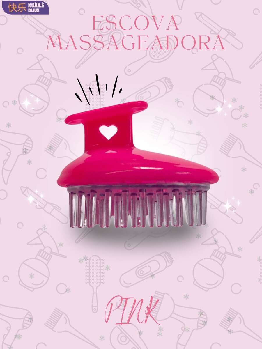 Professional Anti-Dandruff Heart Massage Brush For Scalp Bath Shampoo - 玫紅色 - 查看 1