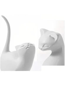 黑猫雕像摆件，北欧风格猫咪艺术雕塑家居装饰，树脂雕像办公室家居装饰工艺品房间橱柜桌面书架，非常适合婚礼艺术装饰、母亲节礼物 - 彩色 - 查看 9