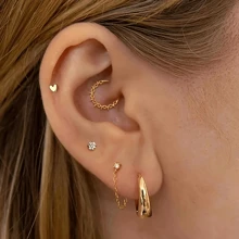 1pc 316 Stainless Steel Segmented Connected Nose Ring, Punk Style Ear Piercing Jewelry With Lock Chain Design, Spike Center Septum Ring, Suitable For Nose And Ear Cartilage Piercing, Sexy Unisex Body Jewelry