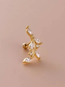 1 Miếng Đinh tán tai Khối Zirconia  Trang trí lá - Vàng - Xem 7