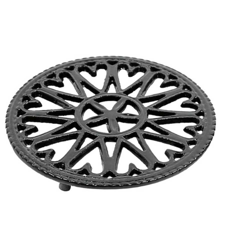 Sunburst, Black Woodstove Tabletop Cast Iron Trivet, 7" Diameter - Black - View 1