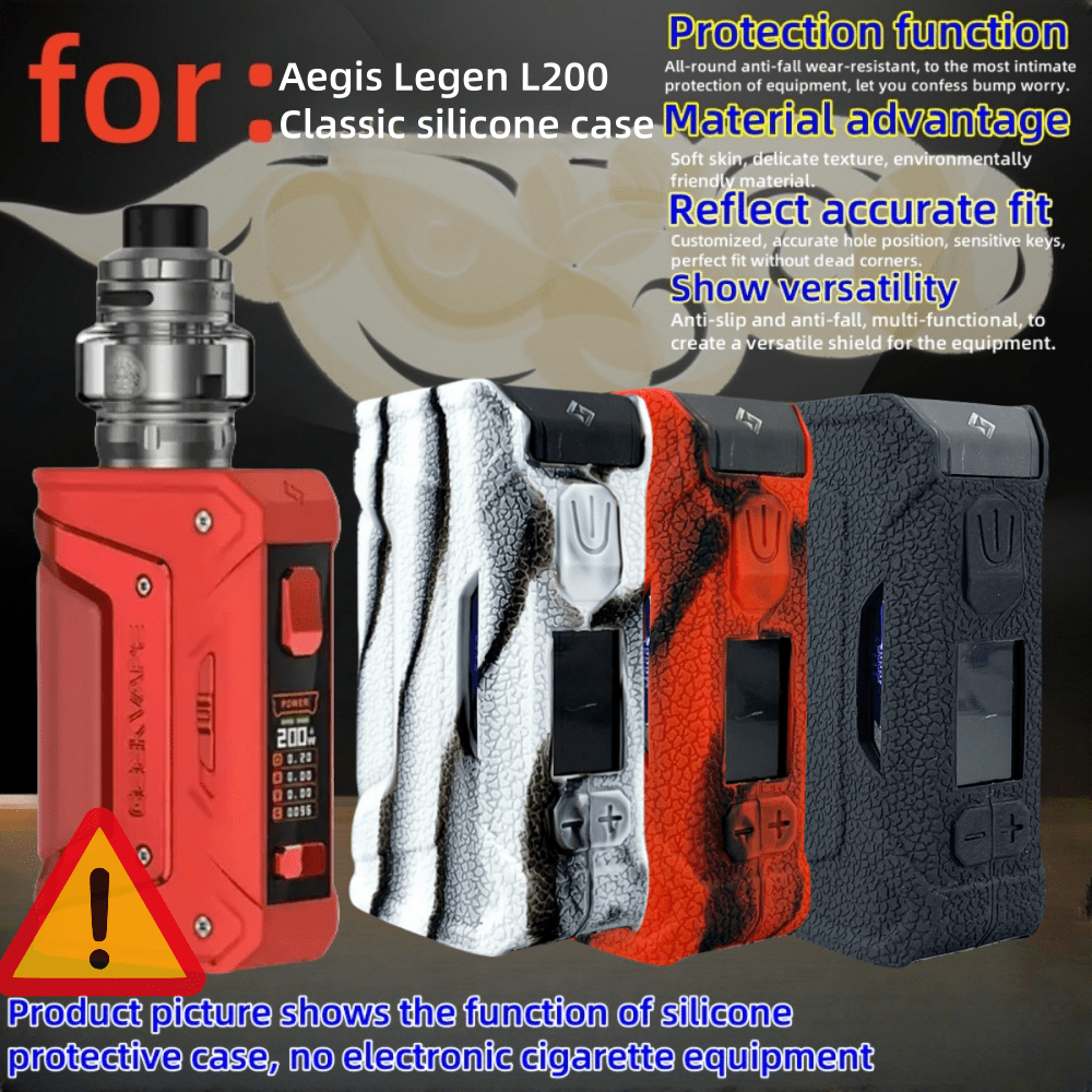 VapeSMOD 1pc Silicone Case Protective Cover For VapeSMOD Aegis Legen L200 Classic, Anti-Slip Anti-Drop Anti-Shock Soft Shell Enclosure