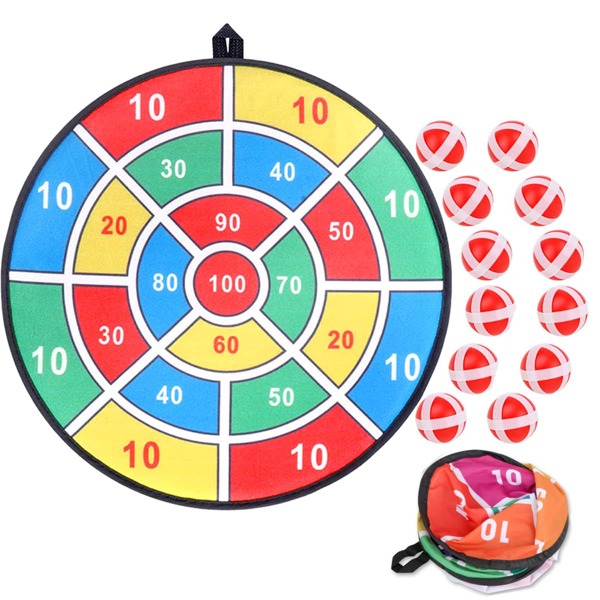 Conjunto de diana grande de 73,66 cm / 29 pulgadas - Incluye 6 o 12 dardos adhesivos de colores, adecuado para entretenimiento interior/exterior y unión familiar, mejora la coordinación mano-ojo, plegable y portátil, regalo ideal