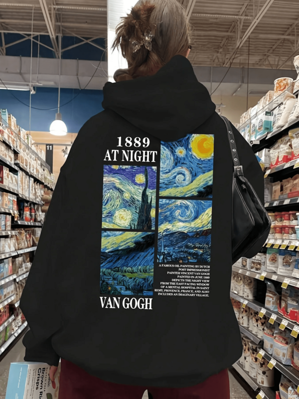 Blusa de frio moletom unissex Com Capuz Inverno Confortável  Van Gogh Vintage 1889