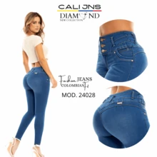 jeans levanta pompa stretch ajusta y moldea 24028 fit colombiano push up - azul claro - Ver 1