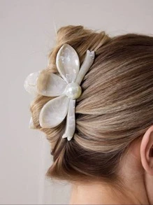 1 Stück Perle Vintage Aquarell Blumen Deko Haarclip, elegantes Haaraccessoire Haarklammern, Haarklammern, Haarklipp, Haarspangen, Haarverschluss, Haarfänger-Clip