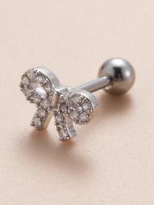 1 Tinh Tế Và Độc Đáo Micro Dát Zircon Hình Con Bướm Sụn Xuyên Bông Tai - Bạc - Xem 2