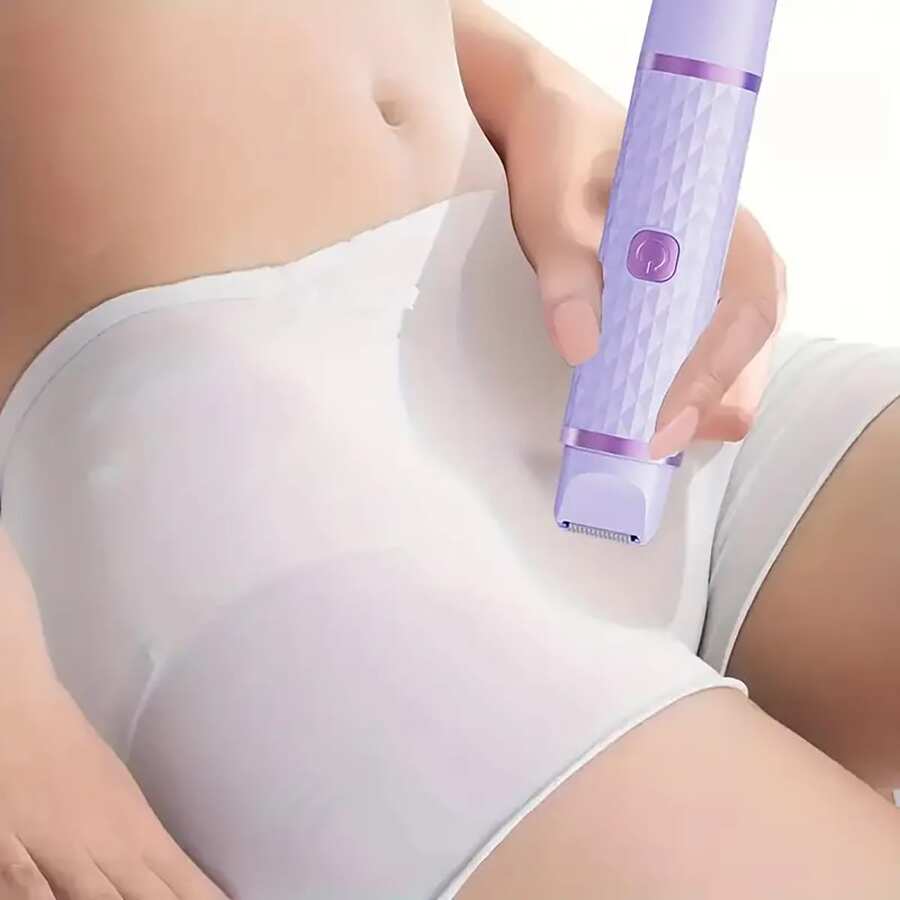 二合一女士电动剃毛器 - 干湿两用脱毛器，适用于比基尼线、眉毛、面部、腿部和腋下 - 便携式比基尼修剪器 - 可充电，无线 - 温和有效脱毛