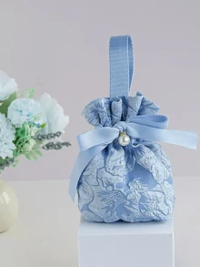 10pcs Small Floral Pattern Gift Bags, Pink Canvas Gift Bags With Handles, Tea Party Favor Bags, Mini Drawstring Candy Gift Bags, Suitable For Bridal Shower, Birthday, Wedding And Other Occasions - Multicolor - View 11