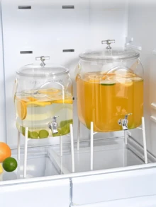 1pc Cold Water Bucket With Faucet, Beverage Dispenser, Lemon Fruit Tea Bucket, Juice Jar, Infused Liquor Bottle - Multicolor - View 8