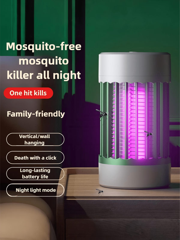 1 Stück neuer praktischer elektrischer Mücken Fallenleuchte, leiser Innen-Insektenvernichter, zwei Stromversorgungsmodi (USB betrieben, USB aufladbar 1200mAh Akku), lila UV-Licht, weißes zylindrisches Design, geeignet für alle Altersgruppen, physikalisches Mückenabwehrmittel, Ungeziefer-Killer für Zuhause, Fliegenabwehrmittel für Restaurants, Mückenabwehr und -killer, Outdoor Mückenabwehrlampe, Schädlingsbekämpfung für den Haushalt, sichere und effektive Insektenvernichtung