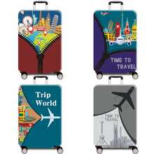 1件New World印花图案加厚旅行箱保护套，加厚旅行箱配件，适用于商务、出差、度假、旅行、行李托运、返校等场合，为您的旅行箱增添色彩。适用于20-28英寸旅行箱。旅行配件 夏季旅行必备品 学校包 学校配件 学校用品 - 彩色 - 查看 3