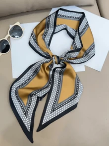 1 件女士马车印花时尚风格真丝围巾女士头巾、发带、头带，非常适合装扮您的外观