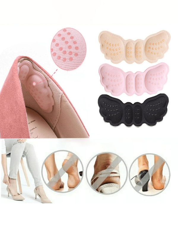 2 Pairs / 4-Piece Set (Pink)Foot Care Set – Butterfly Heel Grips & Ball Of Foot Pads For Women, Blister Relief, Shoe Size Fix, All-Day Comfort For All Shoes