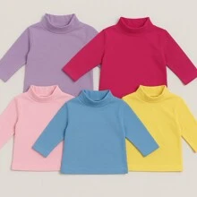 Kit 4 Blusas Infantil Menina Gola Alta Inverno – Manga Longa Cotton Macio