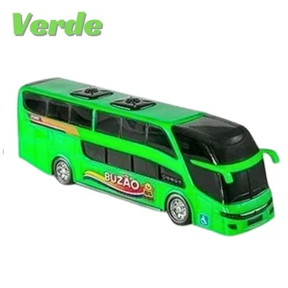 Onibus Brinquedo Criança Infantil Busão De Viagem 2 Andares 24 CM BS Toys Cores Diversas Presente