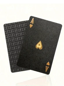 Jeu de cartes de jeu imperméable noir et doré - Jeu de poker en plastique durable pour les jeux de table