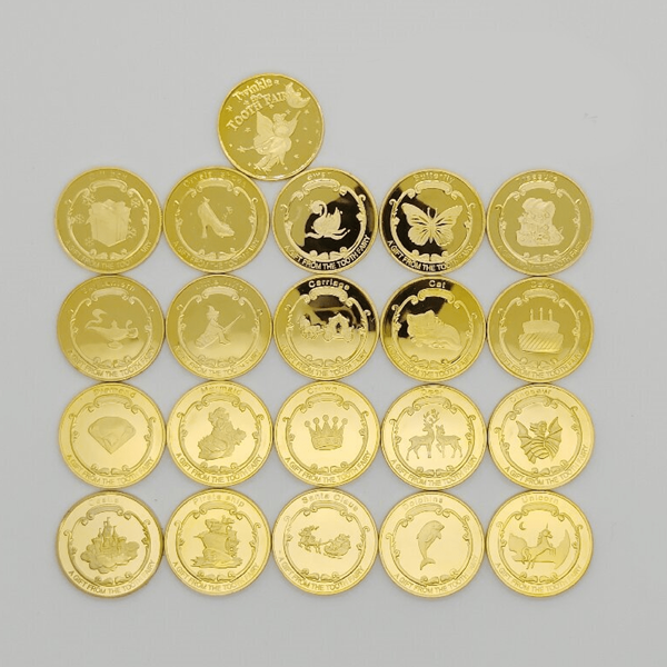 1pc Cartoon Tooth Fairy Gold Coin Gilded Commemorative Coin Tooth Changing Gift Party Vibe Gift