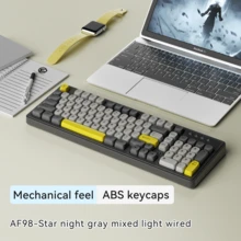 AJAZZ AF98 无线键盘，机械手感，Gateron 开关，蓝牙 3 模式，RGB 背光，98 键布局，适用于游戏、办公、学生 - 彩色 - 查看 12