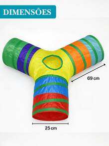 Túnel Para Gato Labirinto Modelo T com Bolinha Brinquedo Interativo Pet Colorido 3 Entradas Dobrável Leve Anti Estresse Cat Gatinho