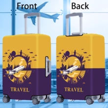 1件飛機旅行印花圖案加厚行李箱套，行李配件，適用於商務旅行、度假、旅行、託運行李、返校及其他場合，為您的行李增添色彩。適用於20-28英吋行李箱。 - 彩色 - 查看 11