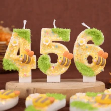 1 buah Lilin Lebah & Angka Berkilauan, Dekorasi Kue Ulang Tahun Buatan Tangan Kreatif untuk Pesta, Ulang Tahun Pernikahan, Perayaan - MultiWarna - View 8