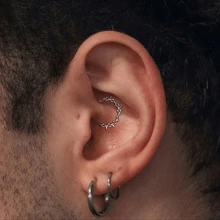 1pc 316 Stainless Steel Segmented Connected Nose Ring, Punk Style Ear Piercing Jewelry With Lock Chain Design, Spike Center Septum Ring, Suitable For Nose And Ear Cartilage Piercing, Sexy Unisex Body Jewelry