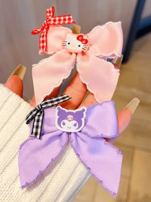 Sanrio Sanrio, 2 Pieces Of Hello Kitty, Kuromi, My Melody Hair Clips. With Lace Bows And Cute Cartoon Characters, They Are Beautiful And Lovely. Packed With Cardboard, They Are The Best Gifts For . Claw Clips Hair Claws Hair Barrettes, School Stuff