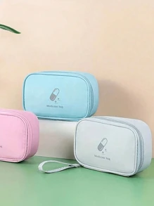 1 peça Bolsa de remédios pequena portátil para viagem, para casa, com pequena bolsa de remédios, pequena bolsa de armazenamento, organizador de pacotes de remédios prático com grade de malha, bolsa de grande capacidade, bolsa grande de higiene pessoal com zíper duplo e vários compartimentos para mulheres/homens, bolsa de artigos de higiene pessoal para viagens de curta distância, bolsa de armazenamento de itens essenciais para viagem, para a volta às aulas, bolsa de armazenamento à prova d'água, acessórios de viagem, férias, verão