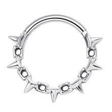 1pc 316 Stainless Steel Segmented Connected Nose Ring, Punk Style Ear Piercing Jewelry With Lock Chain Design, Spike Center Septum Ring, Suitable For Nose And Ear Cartilage Piercing, Sexy Unisex Body Jewelry