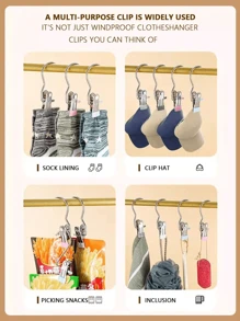 20/10/5 Pieces Of Stainless Steel Clothes Clip, Laundry Clothes Nail With Hook, Boot Hangers For Closet, Clips With Hooks, Portable Hanging Clothes Clip, Wardrobe Organizer, Multi-Function Single Clip Clothes Hanger, Bootleg Clip, Seamless Hooks Fabric Organizer For Pants, Hats, Skirts, Socks, Shoes Dress Pants Shoes Jeans Boots Skirt,Spring,Minimalist,Summer Tops