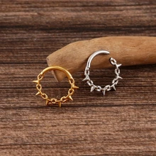 1pc 316 Stainless Steel Segmented Connected Nose Ring, Punk Style Ear Piercing Jewelry With Lock Chain Design, Spike Center Septum Ring, Suitable For Nose And Ear Cartilage Piercing, Sexy Unisex Body Jewelry
