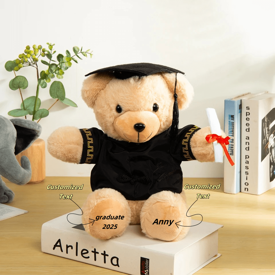 1pc Personalized Graduation Plush Doctorate Graduation Cap & Gown Doll, Plush Doctoral Bear Doll, Customized University Graduation Plush Doll, Cute Doll Gift For College Graduates, Bachelors/Masters Graduation Bear Doll