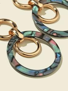 1 Pair New European & American Style Fashion Versatile Metal Hoop Acrylic Earrings, Suitable For Ladies Daily Wear, Party And Gift