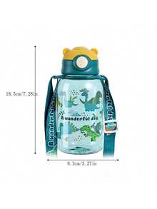Kids Water Bottle, Portable With Strap, Plastic Straw Cup For Boys And Girls, School Use