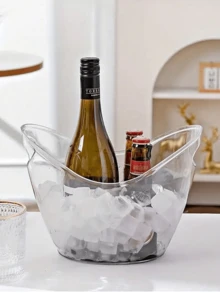 2/1pc 冰桶，透明冰桶，户外野餐冰桶，带手柄的香槟葡萄酒饮料冷却器，易于携带，香槟，啤酒便携式水果储物篮，适用于酒吧、俱乐部、夏季饮品、鸡尾酒吧的酒吧配件，适合香槟或啤酒瓶