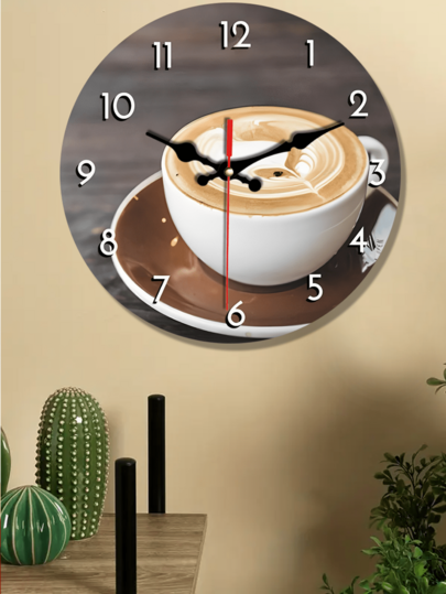 [10 12 Inch Wooden Clock],Silent Coffee Cup Wand Klok Creative Cafe Home, Office, Shops view 4