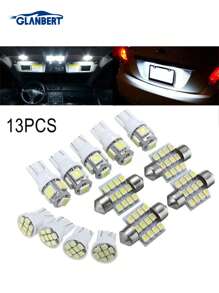 GLANBERT 13pcs/Set LED Lights White T10 Car Interior Light Bulb Reading Light 31mm Map Dome License Lamp