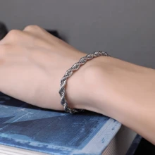 女士不銹鋼手鍊，鍍18K金炸麵圈簡約時尚手鍊