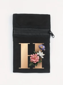 Fashionable New Floral Letter Printed Zipper Wrist Wallet - Girl's Portable Arm Phone Bag And Mini Coin Purse, Outdoor Sports Elastic Running Storage Arm Bag, Anti-Theft Key Hand Card Bag, Suitable For Sports And Travel - Multicolor - View 22