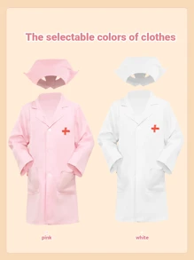 2pcs/Set Kids Nurse Costume, Including Nurse Hat And Nurse Dress, Suitable For 3-8 Years Old Girls Performance Cosplay