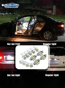 GLANBERT 13pcs/Set LED Lights White T10 Car Interior Light Bulb Reading Light 31mm Map Dome License Lamp