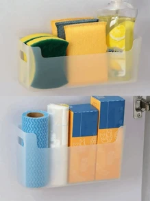 1/2 Piezas Caja de almacenamiento para montaje en pared de cocina, organizador para bolsas de comida y suministros de limpieza montado en puerta de armario, sin necesidad de taladrar