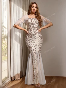 Women Elegant Party Dress, Cocktail Attire, Wedding Guest Dress, Prom Dress