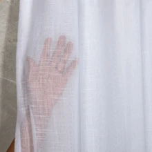 Linen Gauze Voile Curtain CHOOSE SIZE With Microfiber Lining For Rod - Blanco - Ver 3