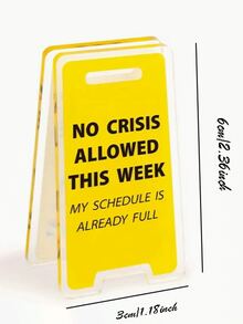 1pc Acrylic Caution Sign Desk Clip - Humorous Office Decor, Suitable Gift For All Genders, Multifunctional Desktop Decoration - one-size - View 7